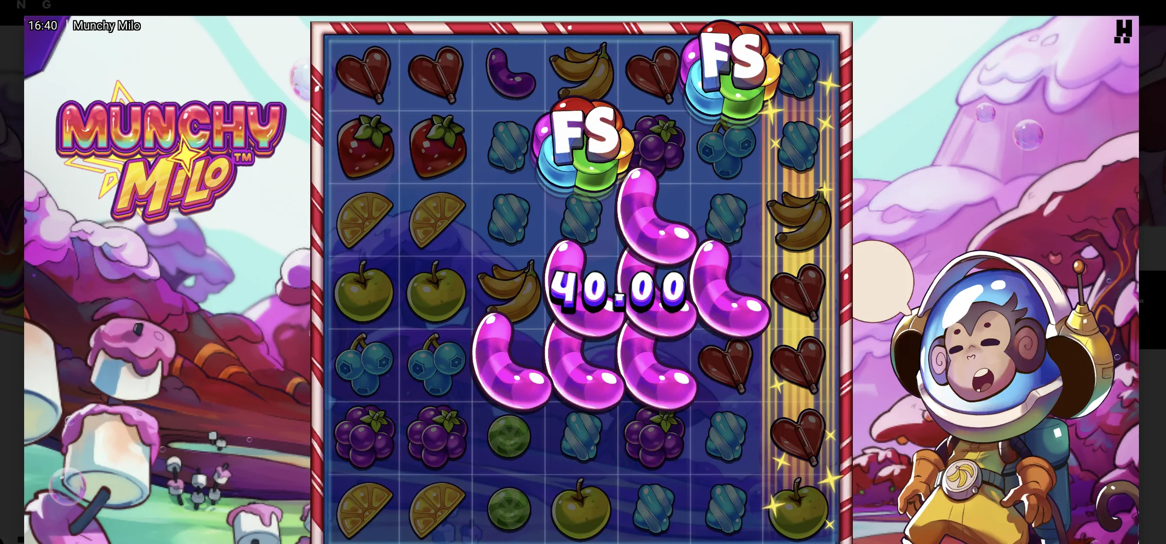 Munchy Milo Jolt Frame about to spread across the cluster grid and convert symbols into a winning combination